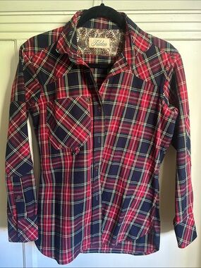 TILDEN Red Plaid Button-Down Shirt for Women